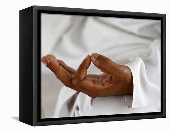 Yoga Class at Patanjali Yog Vidyapith, Haridwar, India, Asia-null-Framed Stretched Canvas