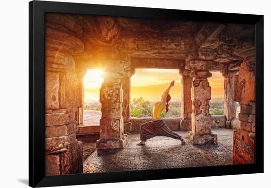 Yoga in Hampi Temple-Marina Pissarova-Framed Photographic Print