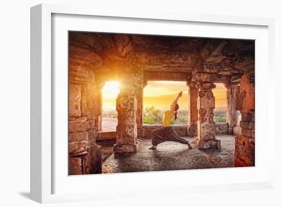 Yoga in Hampi Temple-Marina Pissarova-Framed Photographic Print