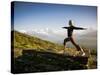 Yoga  in the Morning Sun Upon Poon Hill Along the  Anapurna Circuit - Ghorepani, Nepal-Dan Holz-Stretched Canvas