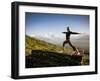 Yoga  in the Morning Sun Upon Poon Hill Along the  Anapurna Circuit - Ghorepani, Nepal-Dan Holz-Framed Photographic Print