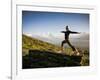 Yoga  in the Morning Sun Upon Poon Hill Along the  Anapurna Circuit - Ghorepani, Nepal-Dan Holz-Framed Photographic Print