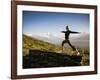 Yoga  in the Morning Sun Upon Poon Hill Along the  Anapurna Circuit - Ghorepani, Nepal-Dan Holz-Framed Photographic Print