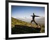 Yoga  in the Morning Sun Upon Poon Hill Along the  Anapurna Circuit - Ghorepani, Nepal-Dan Holz-Framed Photographic Print