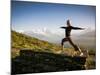 Yoga  in the Morning Sun Upon Poon Hill Along the  Anapurna Circuit - Ghorepani, Nepal-Dan Holz-Mounted Photographic Print