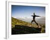 Yoga  in the Morning Sun Upon Poon Hill Along the  Anapurna Circuit - Ghorepani, Nepal-Dan Holz-Framed Photographic Print