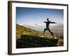 Yoga  in the Morning Sun Upon Poon Hill Along the  Anapurna Circuit - Ghorepani, Nepal-Dan Holz-Framed Photographic Print