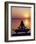 Yoga on a Saddle Bench Watching the Sun Go Down across the Zambesi River, Zambia-John Warburton-lee-Framed Photographic Print