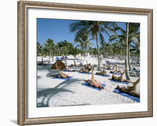 Yoga on the Beach, Cancun, Quintana Roo, Yucatan, Mexico, North America-Adina Tovy-Framed Photographic Print