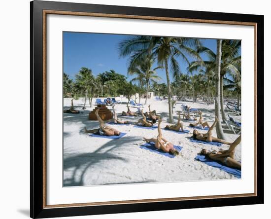 Yoga on the Beach, Cancun, Quintana Roo, Yucatan, Mexico, North America-Adina Tovy-Framed Photographic Print