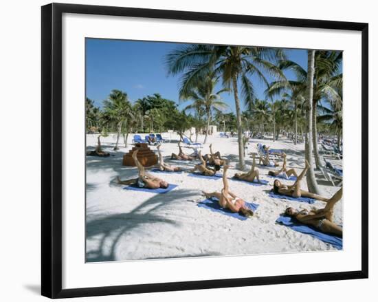 Yoga on the Beach, Cancun, Quintana Roo, Yucatan, Mexico, North America-Adina Tovy-Framed Photographic Print