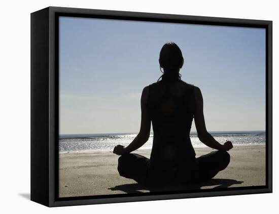 Yoga on the Beach, Northern Ireland-John Warburton-lee-Framed Stretched Canvas