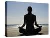 Yoga on the Beach, Northern Ireland-John Warburton-lee-Stretched Canvas