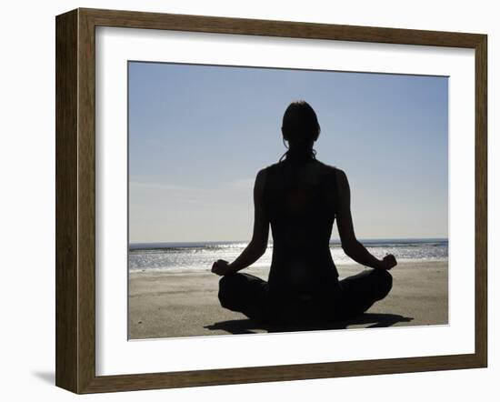 Yoga on the Beach, Northern Ireland-John Warburton-lee-Framed Photographic Print