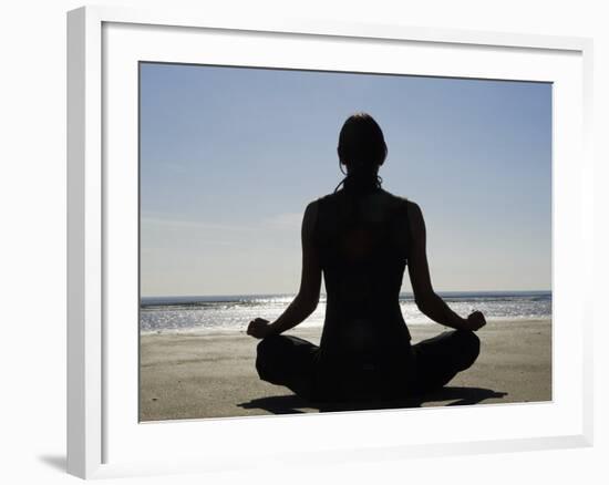 Yoga on the Beach, Northern Ireland-John Warburton-lee-Framed Photographic Print