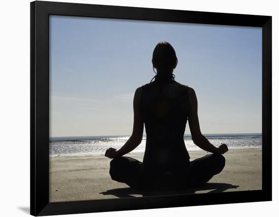 Yoga on the Beach, Northern Ireland-John Warburton-lee-Framed Photographic Print