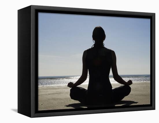Yoga on the Beach, Northern Ireland-John Warburton-lee-Framed Stretched Canvas