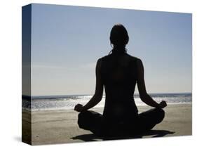 Yoga on the Beach, Northern Ireland-John Warburton-lee-Stretched Canvas
