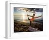 Yoga Position: Dance Pose on the Beach of Lincoln Park - West Seattle, Washington-Dan Holz-Framed Photographic Print