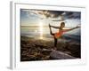 Yoga Position: Dance Pose on the Beach of Lincoln Park - West Seattle, Washington-Dan Holz-Framed Photographic Print