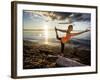 Yoga Position: Dance Pose on the Beach of Lincoln Park - West Seattle, Washington-Dan Holz-Framed Photographic Print