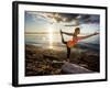 Yoga Position: Dance Pose on the Beach of Lincoln Park - West Seattle, Washington-Dan Holz-Framed Photographic Print