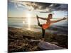 Yoga Position: Dance Pose on the Beach of Lincoln Park - West Seattle, Washington-Dan Holz-Mounted Photographic Print