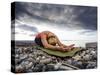 Yoga Position of Child's Pose in Lincoln Park - West Seattle, Washington-Dan Holz-Stretched Canvas