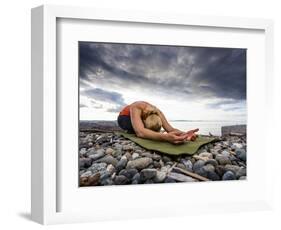 Yoga Position of Child's Pose in Lincoln Park - West Seattle, Washington-Dan Holz-Framed Photographic Print