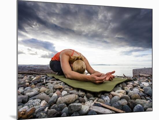 Yoga Position of Child's Pose in Lincoln Park - West Seattle, Washington-Dan Holz-Mounted Photographic Print