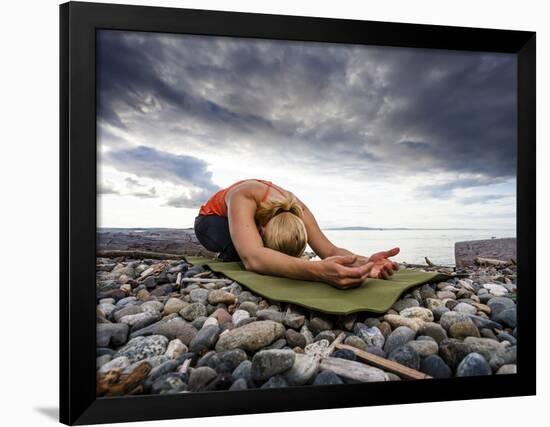 Yoga Position of Child's Pose in Lincoln Park - West Seattle, Washington-Dan Holz-Framed Photographic Print