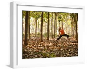 Yoga Practice Among a Rubber Tree Plantation in Chiang Dao, Thaialand-Dan Holz-Framed Photographic Print