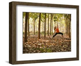 Yoga Practice Among a Rubber Tree Plantation in Chiang Dao, Thaialand-Dan Holz-Framed Photographic Print