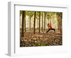 Yoga Practice Among a Rubber Tree Plantation in Chiang Dao, Thaialand-Dan Holz-Framed Photographic Print