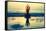 Yoga Woman Sitting In Lotus Pose On The Beach During Sunset-De Visu-Framed Stretched Canvas