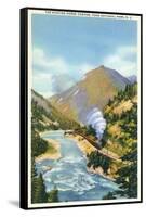 Yoho Nat'l Park, British Columbia - Train in the Kicking Horse Canyon-Lantern Press-Framed Stretched Canvas