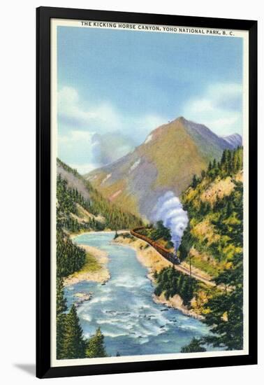 Yoho Nat'l Park, British Columbia - Train in the Kicking Horse Canyon-Lantern Press-Framed Art Print