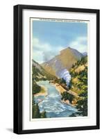 Yoho Nat'l Park, British Columbia - Train in the Kicking Horse Canyon-Lantern Press-Framed Art Print