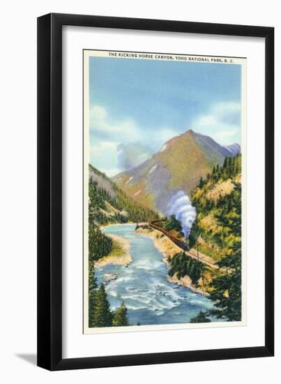 Yoho Nat'l Park, British Columbia - Train in the Kicking Horse Canyon-Lantern Press-Framed Art Print