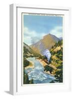 Yoho Nat'l Park, British Columbia - Train in the Kicking Horse Canyon-Lantern Press-Framed Art Print