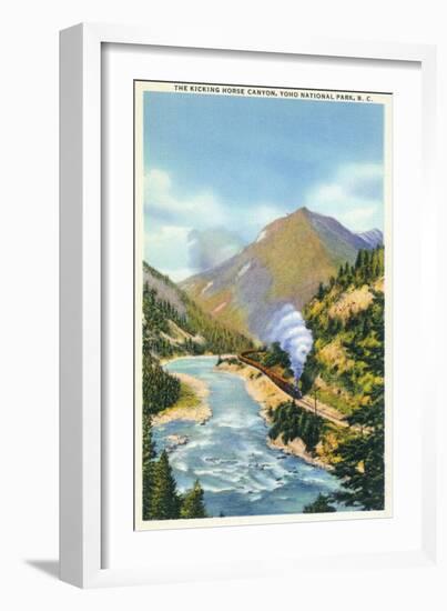 Yoho Nat'l Park, British Columbia - Train in the Kicking Horse Canyon-Lantern Press-Framed Art Print