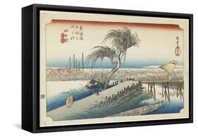 Yokkaichi--Mie River, C.1833-Utagawa Hiroshige-Framed Stretched Canvas