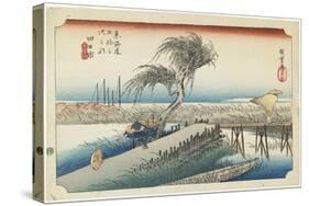 Yokkaichi--Mie River, C.1833-Utagawa Hiroshige-Stretched Canvas