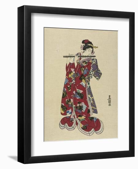 Yokobue, Seven Hole Chinese Flute-Utagawa Toyokuni-Framed Premium Giclee Print