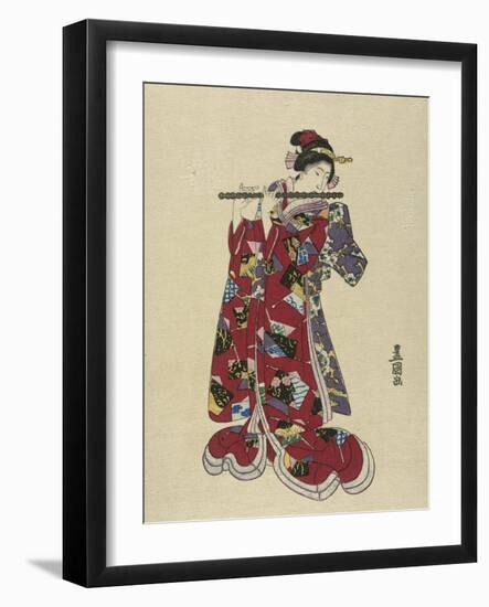 Yokobue, Seven Hole Chinese Flute-Utagawa Toyokuni-Framed Giclee Print