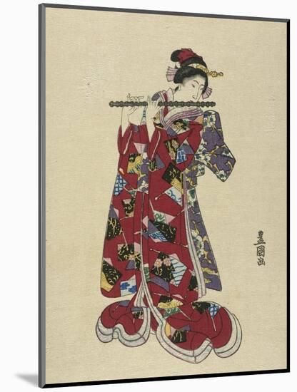 Yokobue, Seven Hole Chinese Flute-Utagawa Toyokuni-Mounted Giclee Print