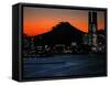 Yokohama City is Lit up Under Dusk at Sunset with the Backdrop of the Mount Fuji-null-Framed Stretched Canvas