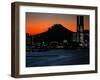 Yokohama City is Lit up Under Dusk at Sunset with the Backdrop of the Mount Fuji-null-Framed Photographic Print