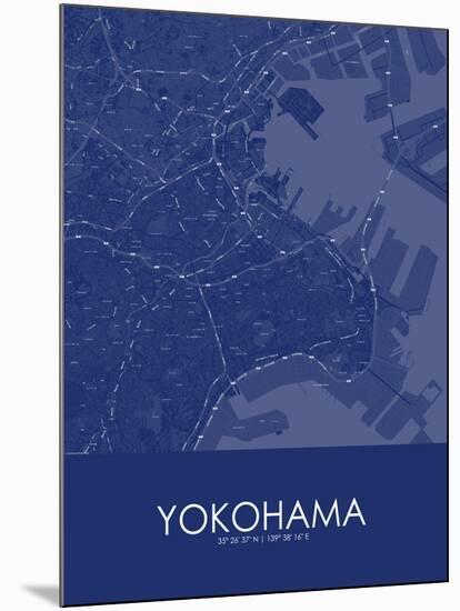 Yokohama, Japan Blue Map-null-Mounted Poster