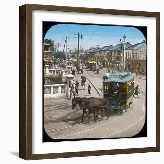 Yokohama (Japan), Horse-Drawn Streetcar, 1900-1905-Leon, Levy et Fils-Framed Photographic Print